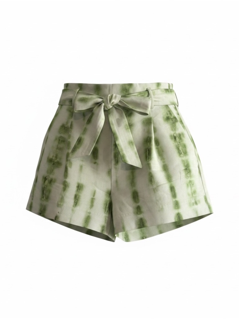 Marie Oliver Green Watercolor Tie-Waist High-Rise Shorts